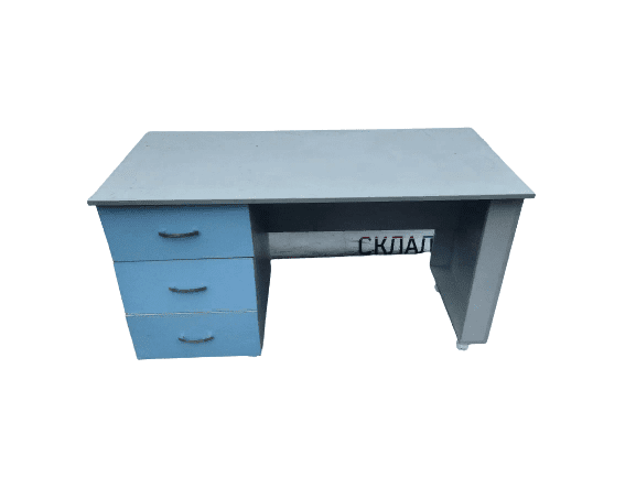 Мебель для персонала: стол 130/60/74 лдсп серо-синий 3 ящика