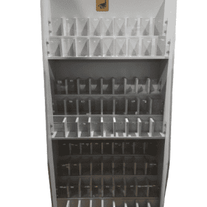 Стеллаж лдсп серый для ручек 83/55/200 72 ячейки