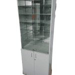 Стойка витрина стекло лдсп серая 2 двери 70/30/210
