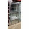 Купить Стойка витрина стекло металл 80/50/190 двери 4 серая 3 полки