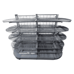 Стеллаж торговый островной радиусный сетчатый серый 215/93/162 5 полок