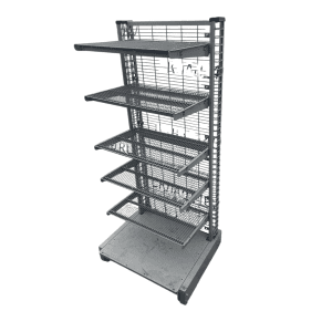 Купить Стеллаж торговый пристенный сетчатый серый 70/57/162 5 полок