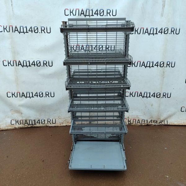 Купить Стеллаж торговый островной сетчатый серый 71/83/164 5 полок