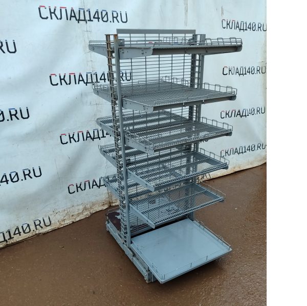 Купить Стеллаж торговый островной сетчатый серый 71/83/164 5 полок