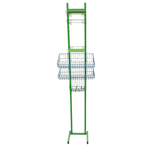 Стойка прикассовая 35/50/226 зеленая/голубая 3 полки 6 крючков