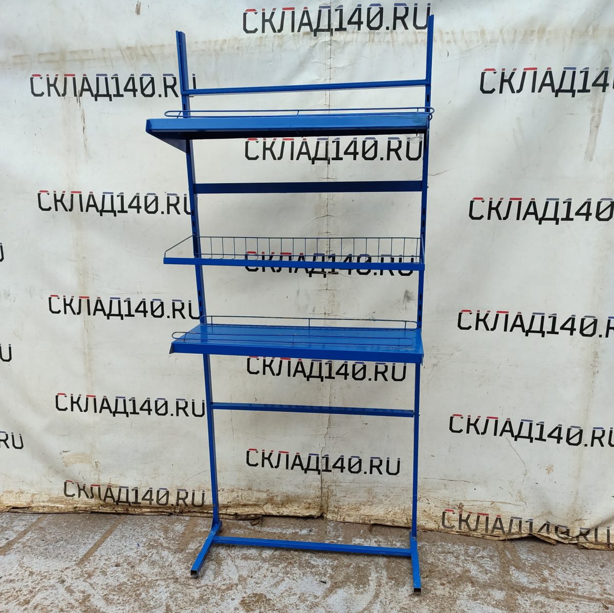 Купить Стойка прикассовая 42/95/210 голубая 2 полки