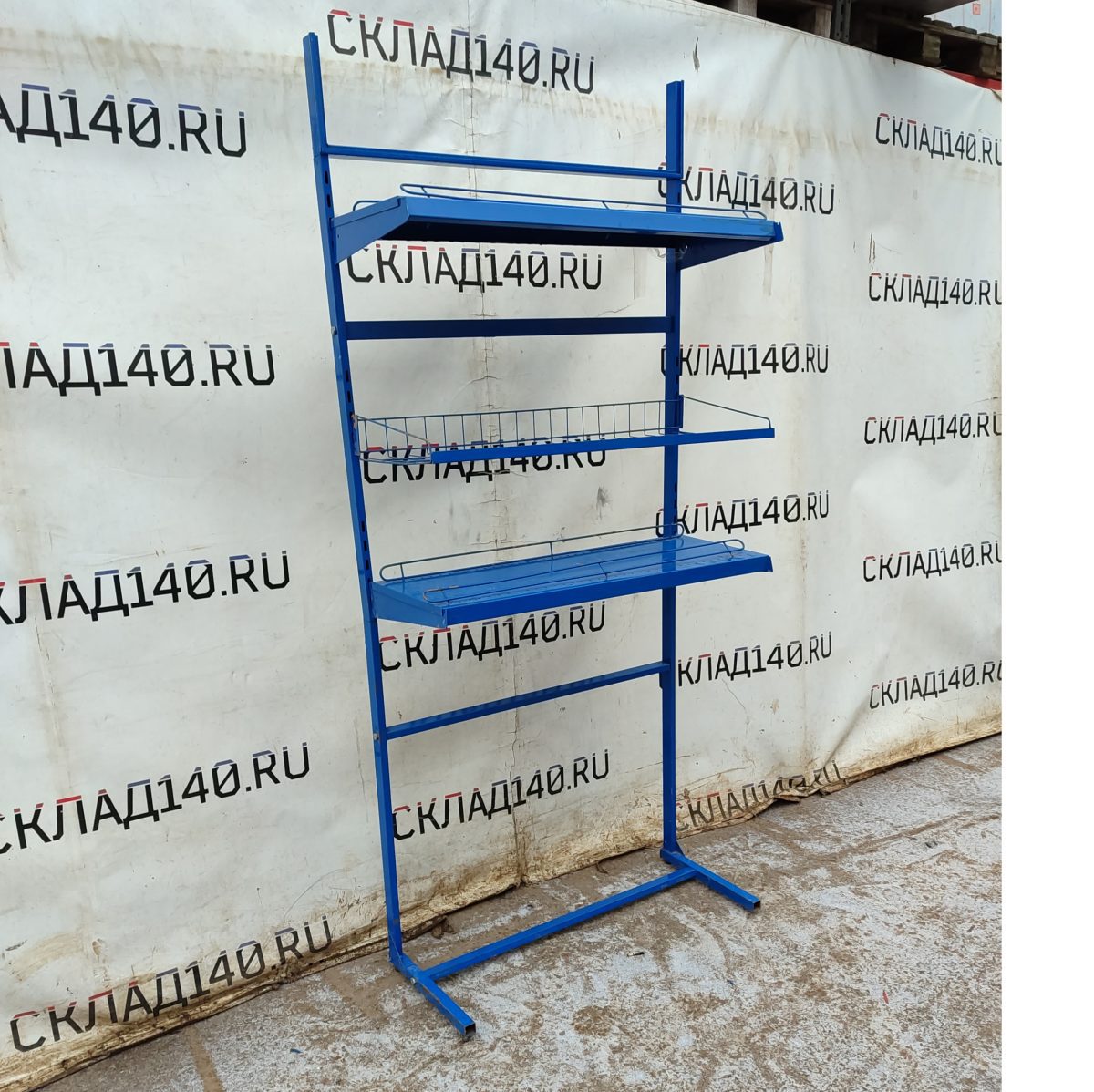 Купить Стойка прикассовая 42/95/210 голубая 2 полки