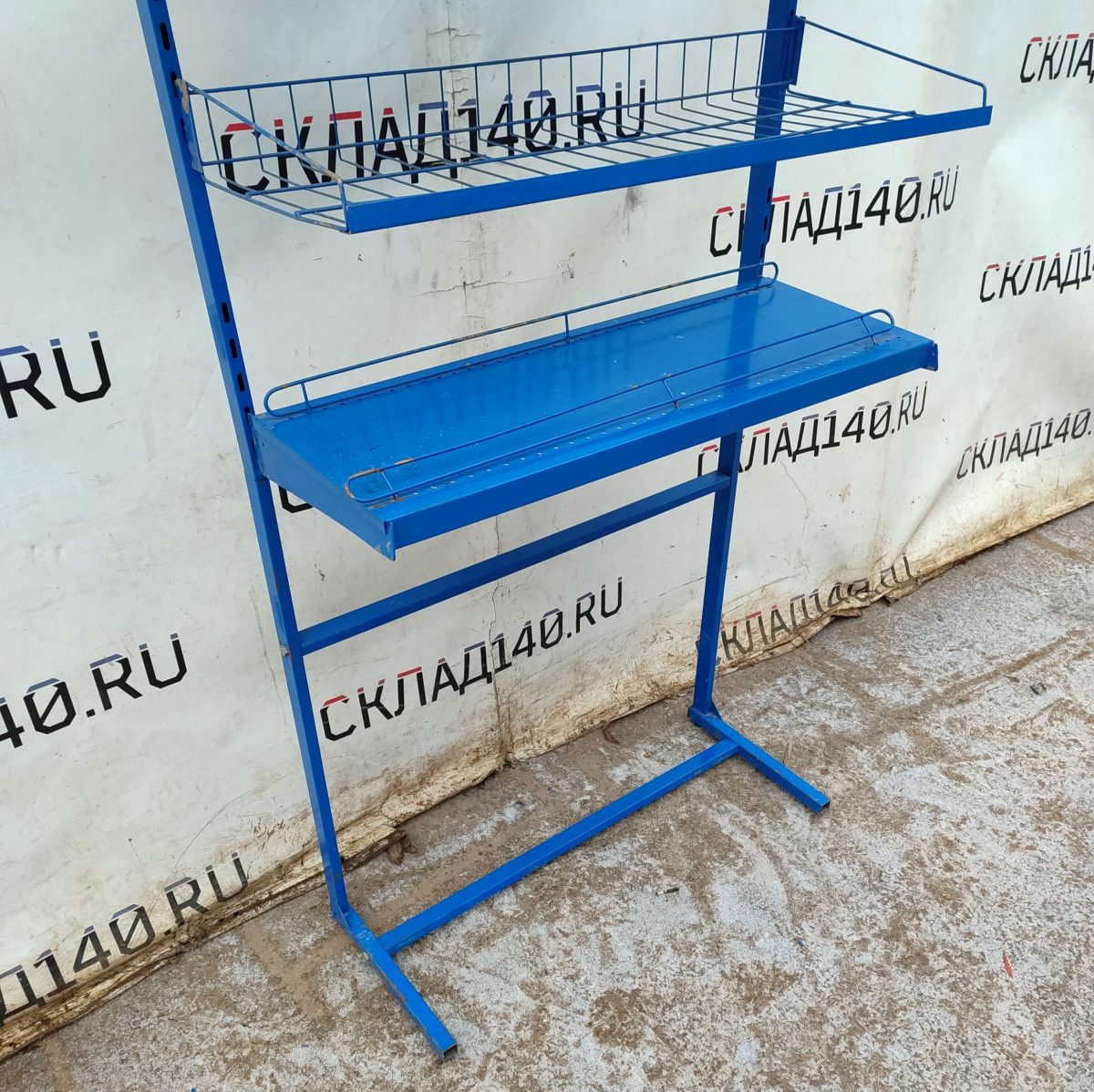Купить Стойка прикассовая 42/95/210 голубая 2 полки