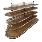 Стеллаж торговый островной радиусный сетчатый