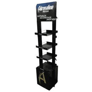 Купить Стойка прикассовая Adrenaline Rush 45/37/175 черная 3 полки