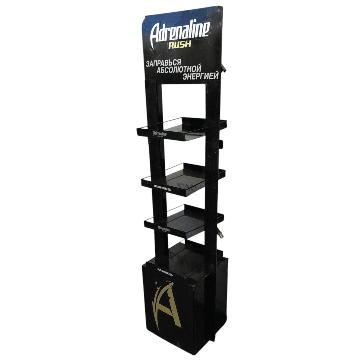 Купить Стойка прикассовая Adrenaline Rush 45/37/175 черная 3 полки
