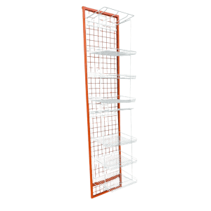 Купить Стойка прикассовая 42/32/190 бело-оранжевая 6 крючков 6 полок