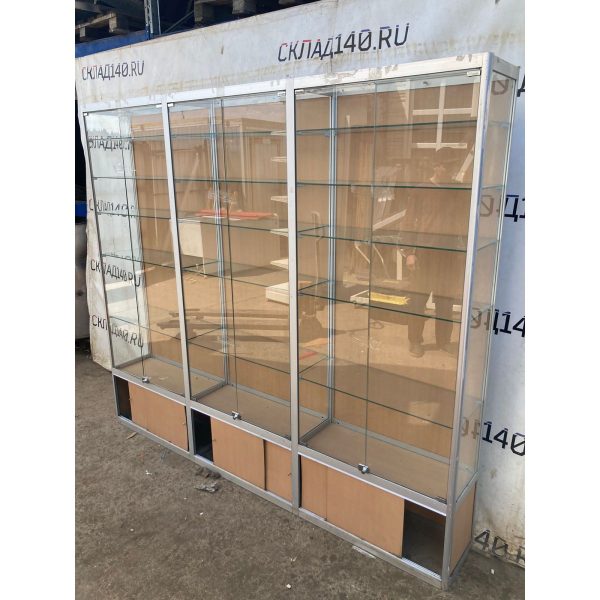 Купить Стойка витрина 230/32/200 стекло/лдсп/метал бук 6 дверей стекло 5 полок 6 дверей купе лдсп