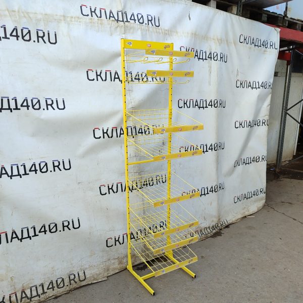Купить Стойка прикассовая (Xpycteam,Lays,Cheetos) 46/45/200 желтая 8 крючков 8 полок