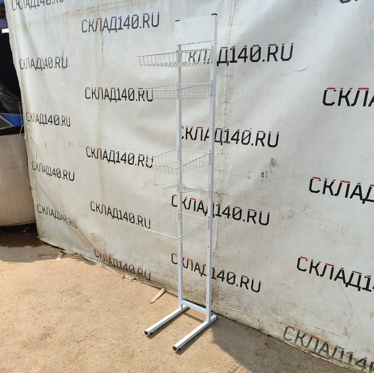 Купить Стойка прикассовая 28/46/197 белая 4 полки 2 крючка