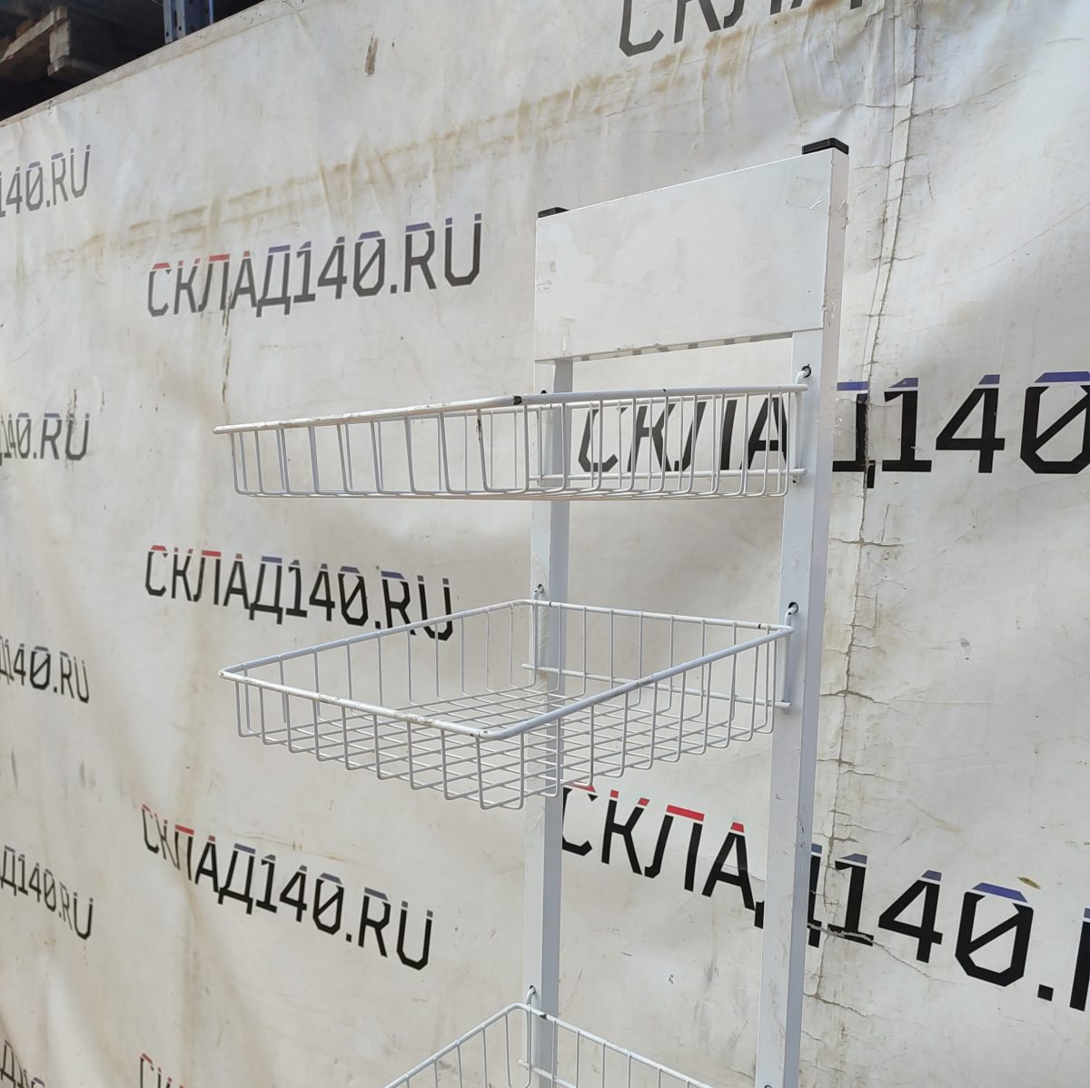 Купить Стойка прикассовая 28/46/197 белая 4 полки 2 крючка