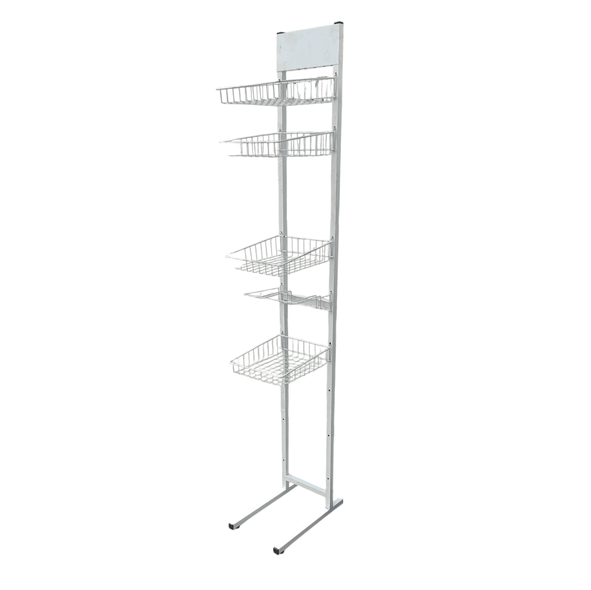 Купить Стойка прикассовая 28/46/197 белая 4 полки 2 крючка