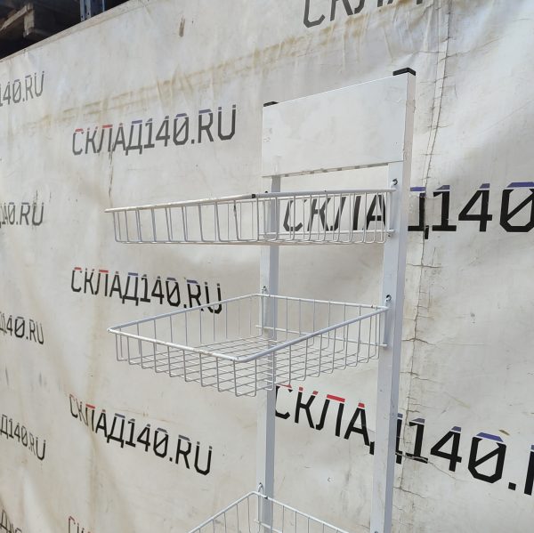 Купить Стойка прикассовая 28/46/197 белая 4 полки 2 крючка