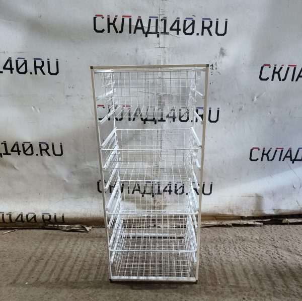 Купить Стеллаж/комод металический Elfa с сетчатыми корзинами белый 43/45/104 10ур
