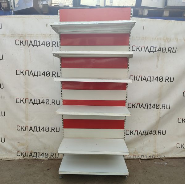 Купить Стеллаж торговый белый красный 105/243 5п45 основание 45