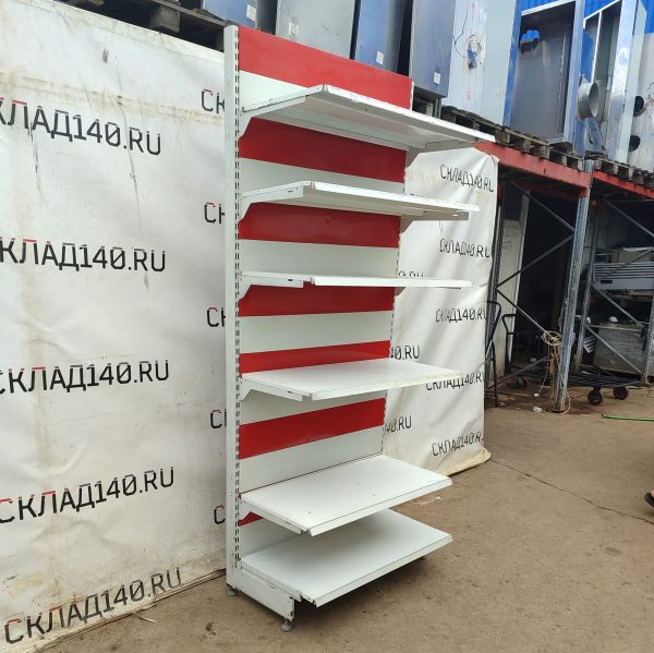 Купить Стеллаж торговый белый красный 105/243 5п45 основание 45