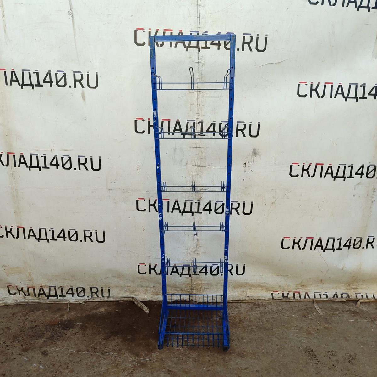 Купить Стойка прикассовая 35/43/164 синяя 15 крючков полка