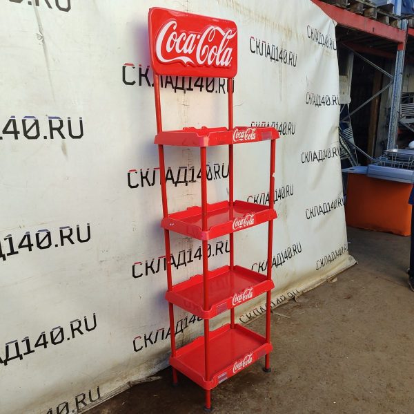Купить Стойка торговая 37/58/201 сталь/пластик 4 полки красная Coca Cola