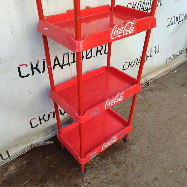 Купить Стойка торговая 37/58/201 сталь/пластик 4 полки красная Coca Cola