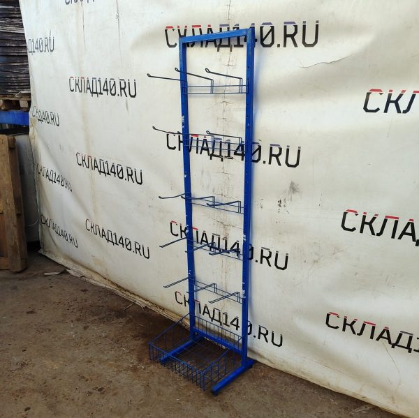 Купить Стойка прикассовая 35/43/164 синяя 15 крючков полка