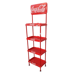 Купить Стойка торговая 37/58/201 сталь/пластик 4 полки красная Coca Cola