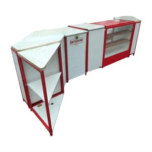 Купить Прилавок линия 380/60/90 лдсп/сталь/стекло белый/красный