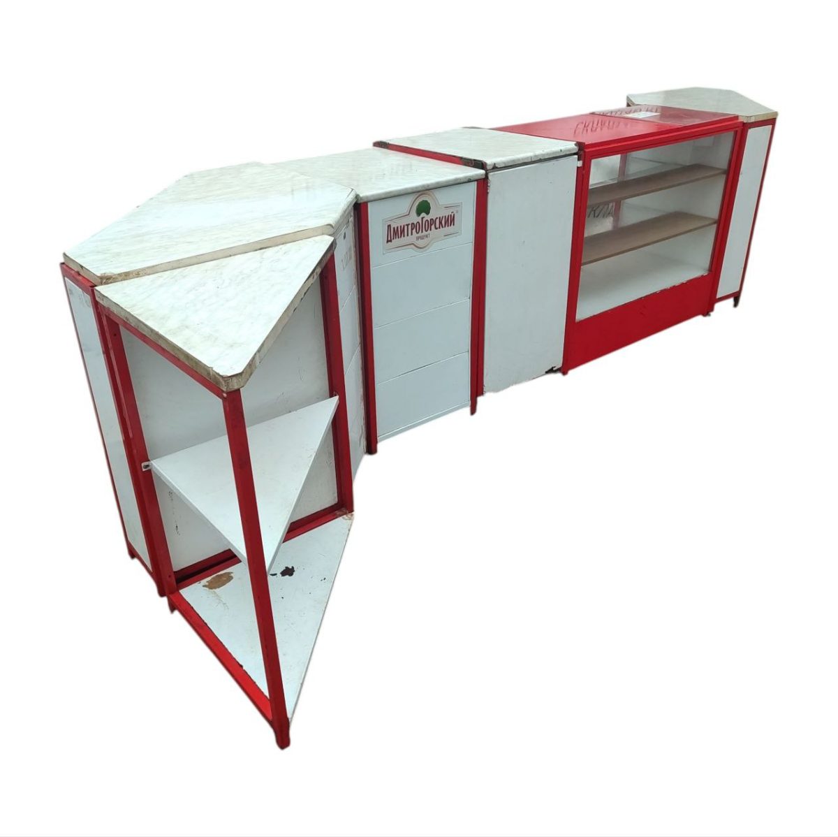 Прилавок линия 380/60/90 лдсп/сталь/стекло белый/красный